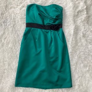 Size 6 David’s Bridal strapless green cocktail dress